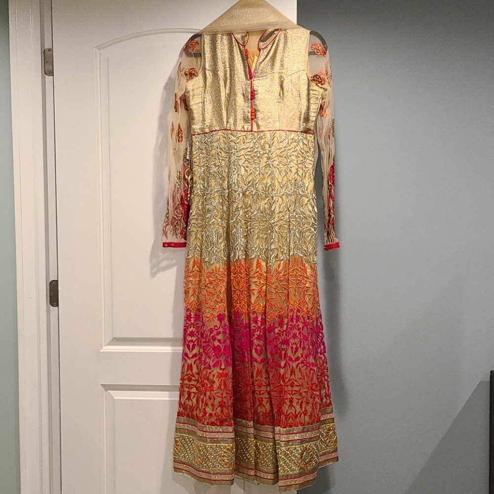 Women's Indian Floral Tunic Anarkali Dress 3 Piece